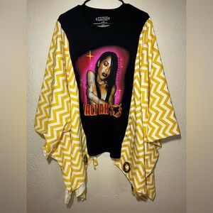 Upcycled Aaliyah Kaftan with Yellow Chevron Sleeves